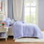 Édredon double / grand avec imprimé, volant à deux couches, coussin rond assorti, lit léger en microfibre 4 pièces pour lit double / grand, accent, blanc