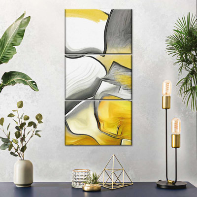 Pop of Yellow Abstract III - Ensemble de 3 toiles tendues