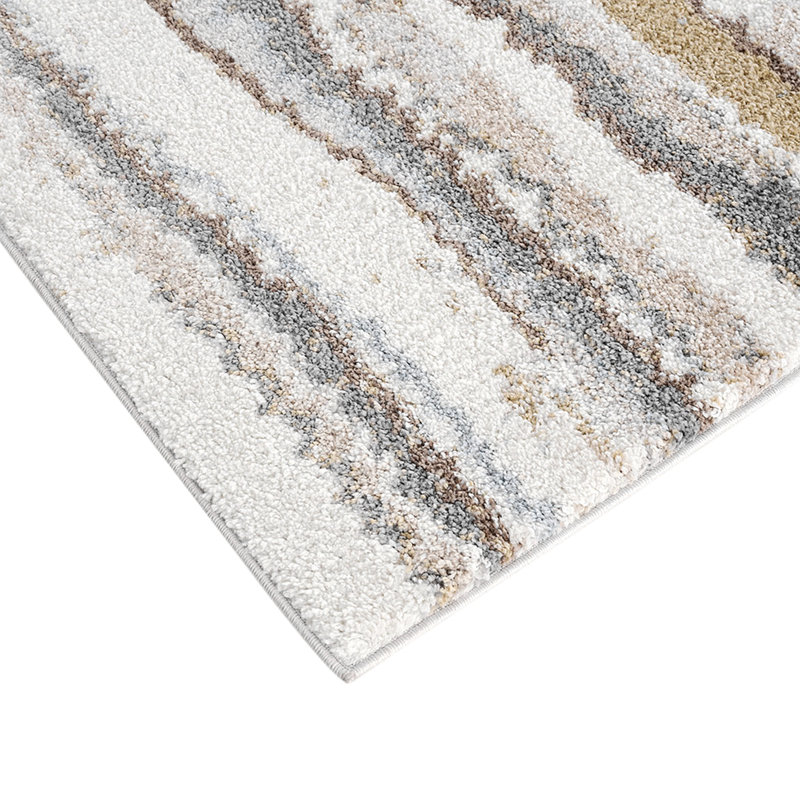 Tapis à rayures abstraites tissées à l'aquarelle, Rectangle 5 pi 3 po x 7 pi