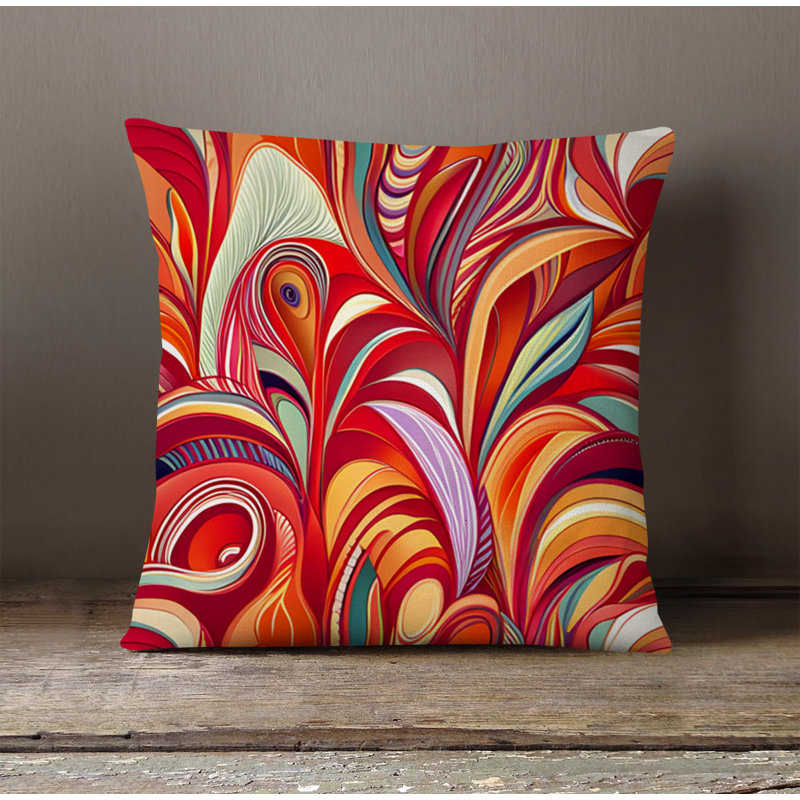 Throw Pillow With Insert, 20"H x 20"W, Red Abstract 18