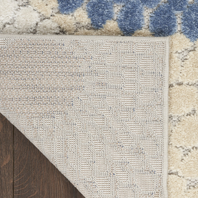 Aloha Geometric Blue/Grey Indoor/Outdoor Area Rug, Rectangle 3'6" x 5'6"