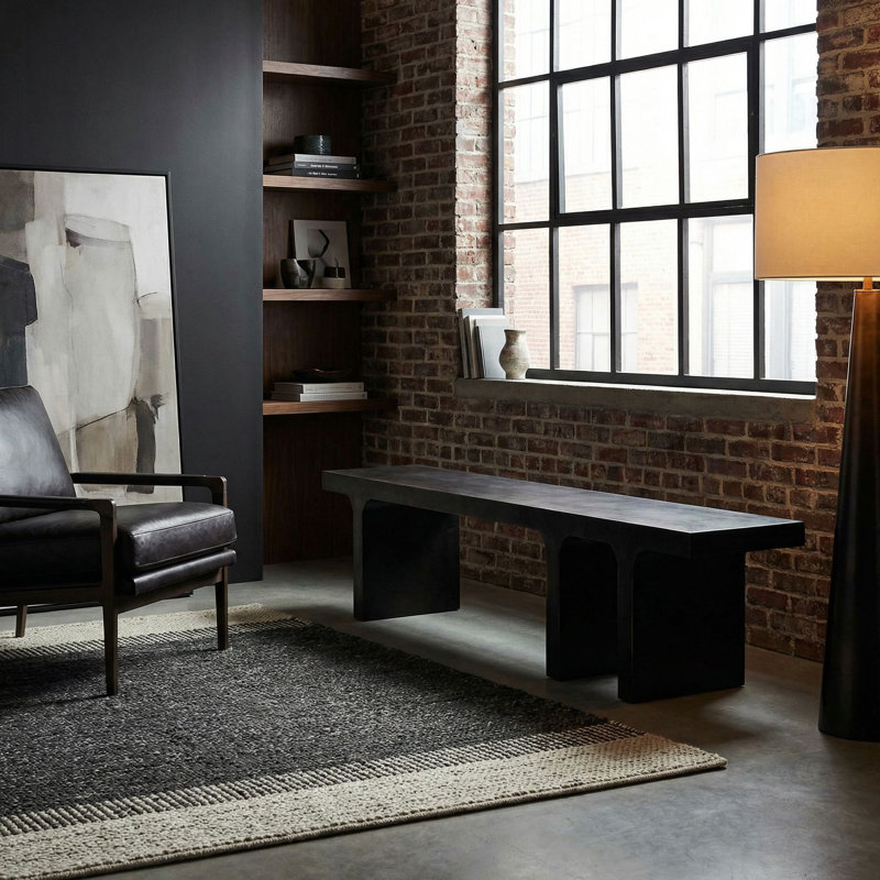 Kir Solid Wood Dining Bench, Black