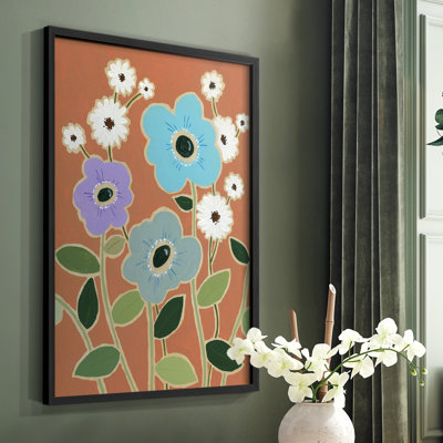 Reproduction encadrée florale sur bois IV
