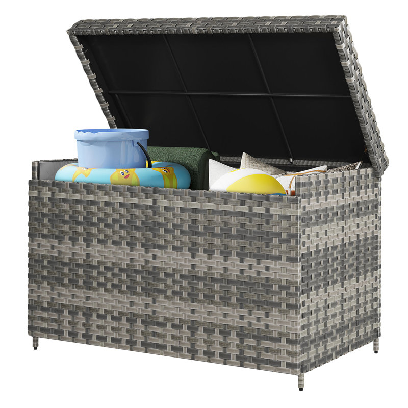 Boîte de rangement en osier Yita 230 gallons, gris