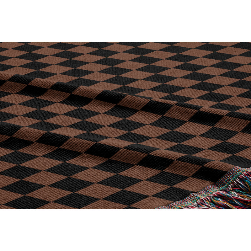 Checkered 100% Cotton Woven Throw, 52" L x 37" W, Yellow/Red