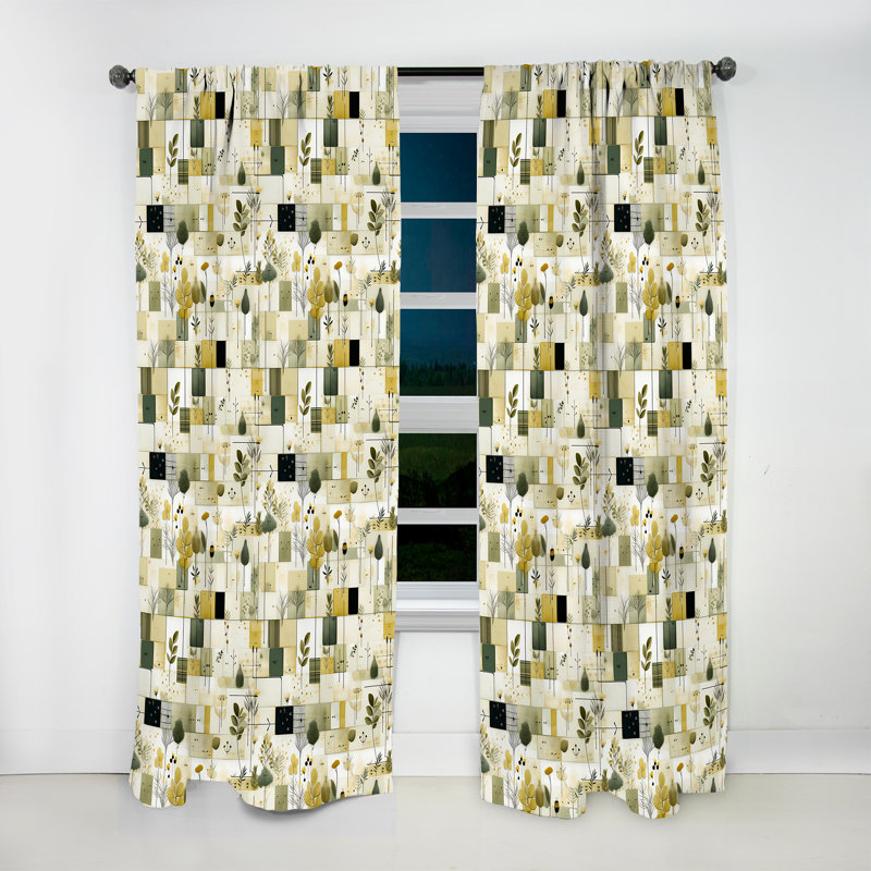 Green Cubic Botanical Dreams - Rideau floral - Velours obscurcissant - 1 panneau, L 52 po x L 95 po