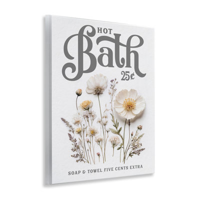 Pressed Flowers Hot Bath Wall Plaque, design by Lettered and Lined