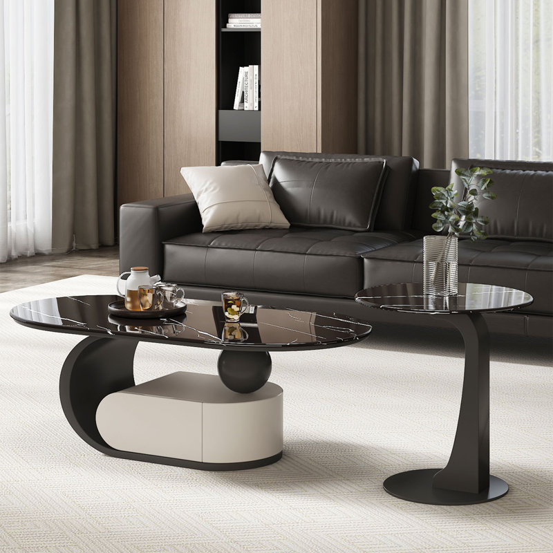 Ullmann, H 15,7 po x l 47,2 po x P 23,6 po, Noir / Gris foncé, Marbre