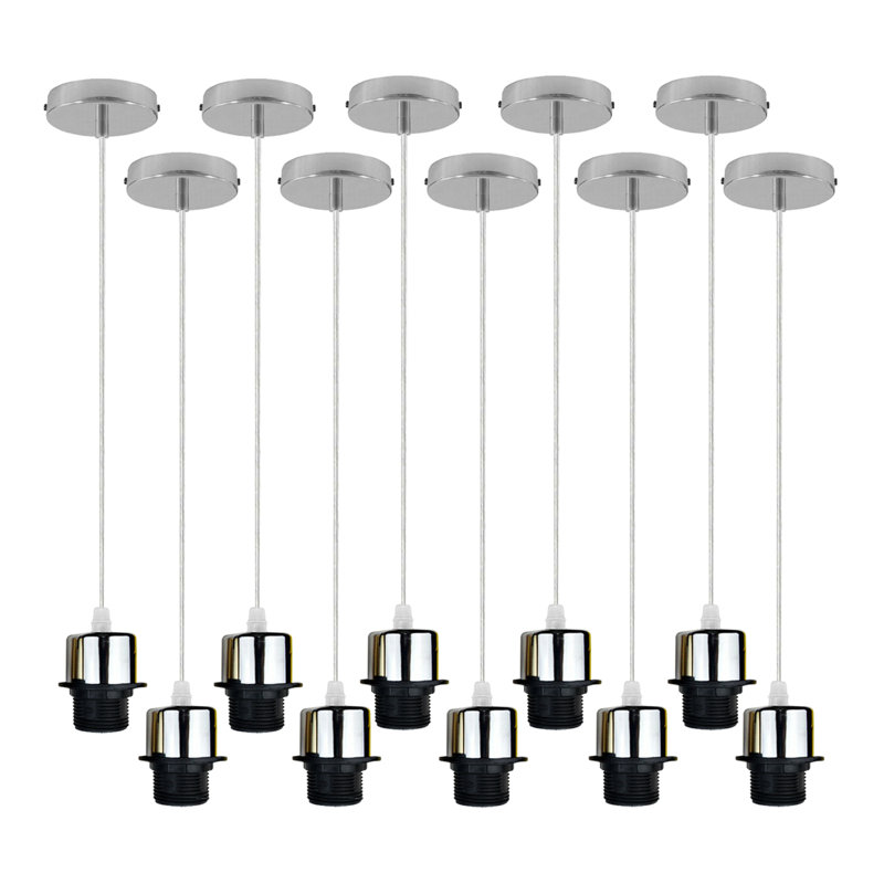 Bithlo 10x Industrial E27 single Pendant Light Holder Set – Williston Forge Adjustable Ceiling Fittings with 95cm Cable for Home or Commercial Use
