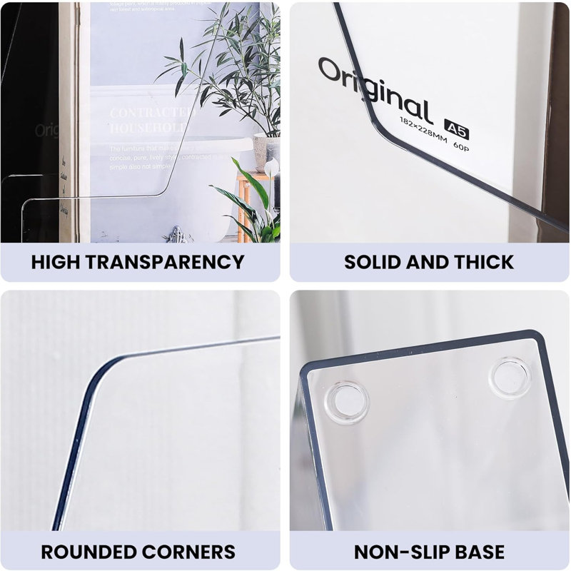Clear File Organizer Desk Organizer And Storage Bins Holding For Magazines, Binders, Notebooks, Envelopes, Plastic Office Organization And Storage For Desk, 4 Pack