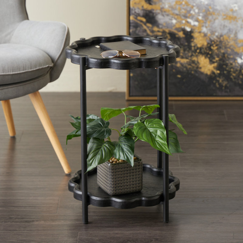 Table d'appoint Cole and Grey Wood, H 23,8 po x l 15,4 po x P 15,4 po