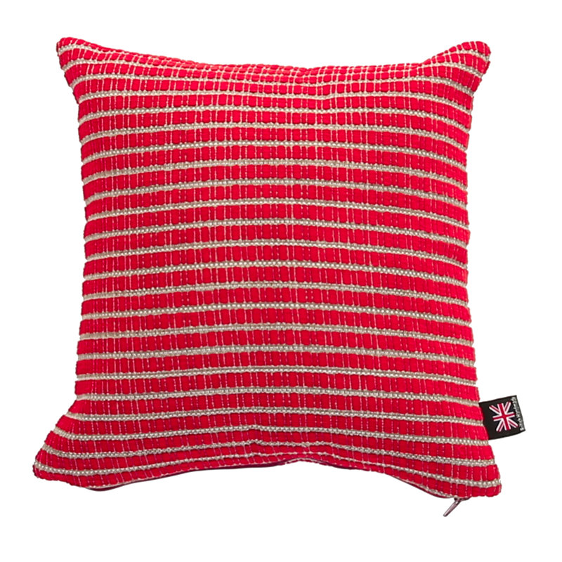 Alpine Striped Square Cushion, Small, Red