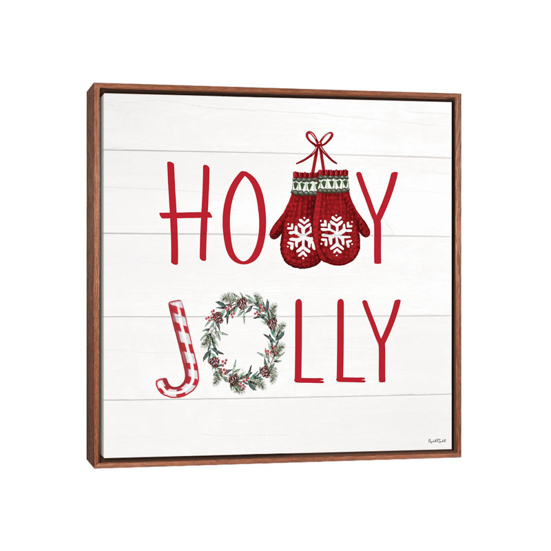 Holly Jolly - impression d'art mural , H 18 po x l 18 po, Impression encadrée sans passe-partout, Brun