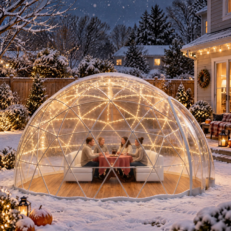 9.8 x 6 FT Garden Dome Tent, Outdoor TPU Bubble Tent Greenhouse for 2-8 Person, 360° View Igloo Geodesic Dome with 2 Ventilated Windows, for Camping & Backyard