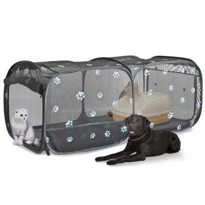 Dog Crate Cat Kennel,Twin Pop Up Pet Playpen Portable Pet Tent,2-in-1 Dog & Cat Playpen with Pee Pads,Pop Up Cat Cat Puppy Pet Playpen Indoor/Outdoor Portable Exercise Fence Kennel Cage Oxford Crate 2201P-2202P-2203P