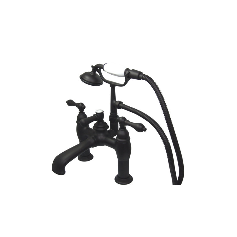 Hot Springs Triple Handle Deck Mounted Clawfoot Tub Faucet, Oil Rubbed Bronze