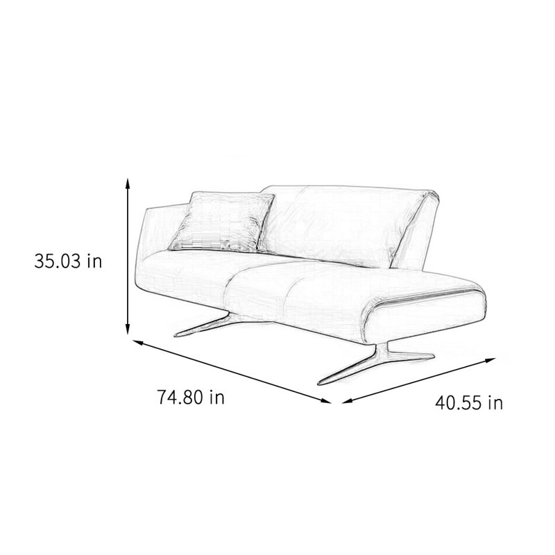 Chaise longue simple, décontractée et élégante, Orienté à gauche (vu de face)