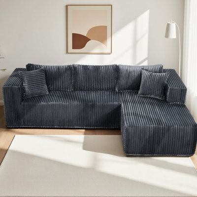 Canapé d'angle modulaire en L de 267 cm (105 po) avec revêtement, rembourrage en mousse, méridienne à gauche, idéal pour les appartements, gris 4, construction antistatique, antirouille et sans interférences magnétiques, pour chambre à coucher, aucun risque de piqûre, facile à déplacer