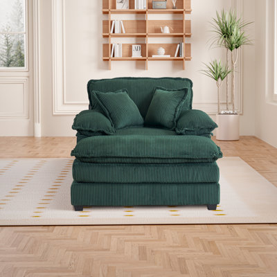 Canapé simple en velours côtelé de 56,3 pouces avec 2 coussins décoratifs et un repose-pieds, canapé confortable et profond pour le salon
