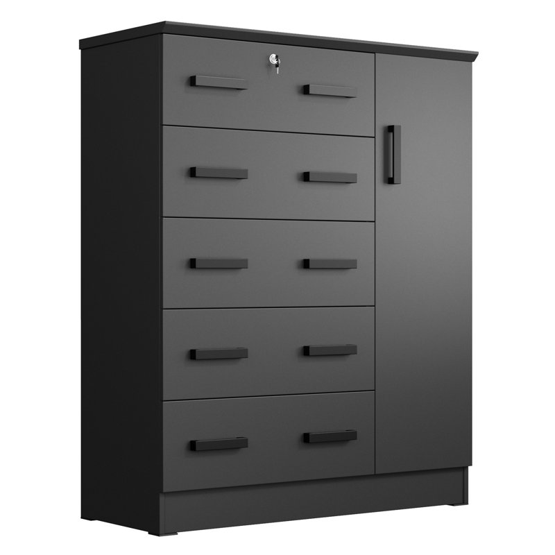 Commode combinée de 56 po de hauteur Odesser, Noir