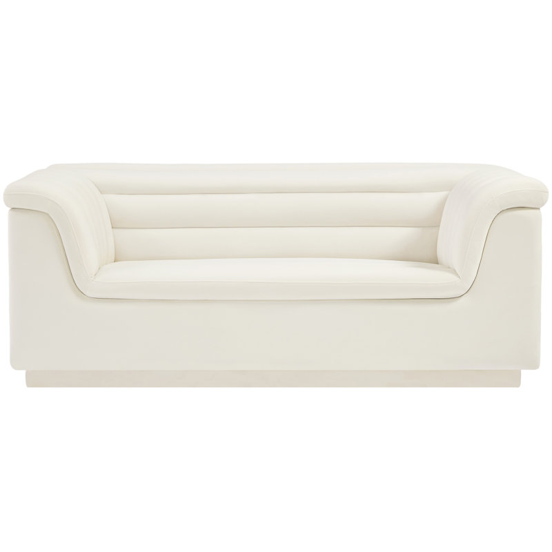 Hoskie 72'' Velvet Loveseat, Cream Velvet