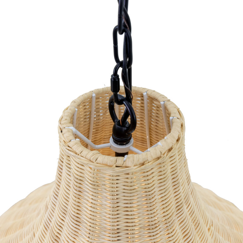 3 Light Large Rattan Pendant Light, 23.5" H x 23.6" W x 23.6" D