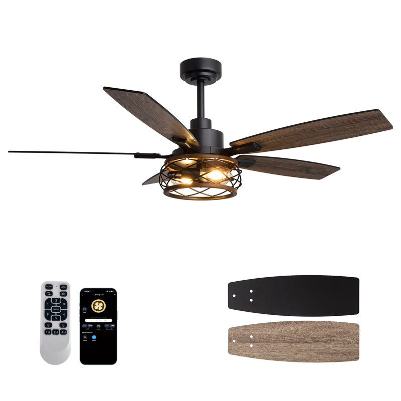 52" Ceiling Fan With Light 5-blade