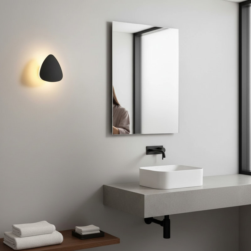 UltraBeam Triangular White Bathroom Wall Light IP65 Rated 6 Watt 3000k Warm White LED, Black