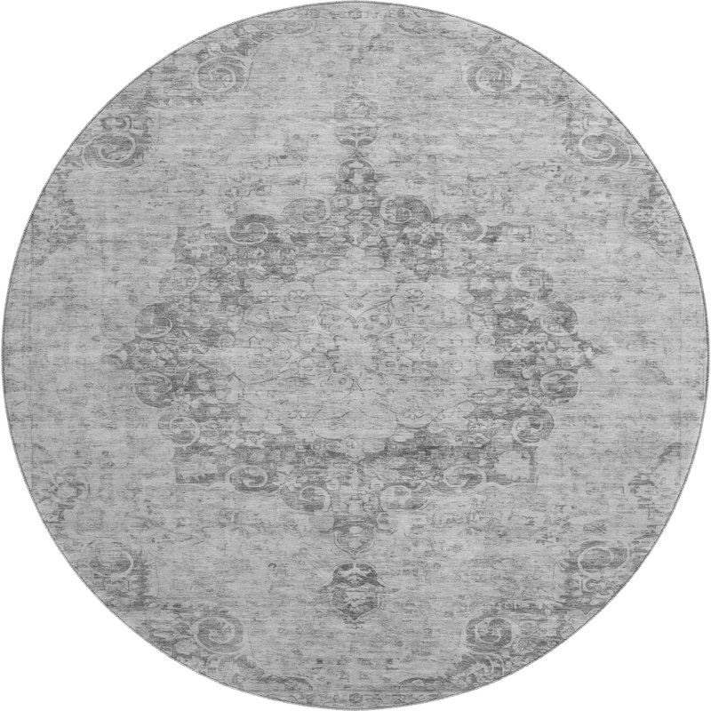 Premium Machine Washable Larock AMF1238 Global Rug, Round 8'