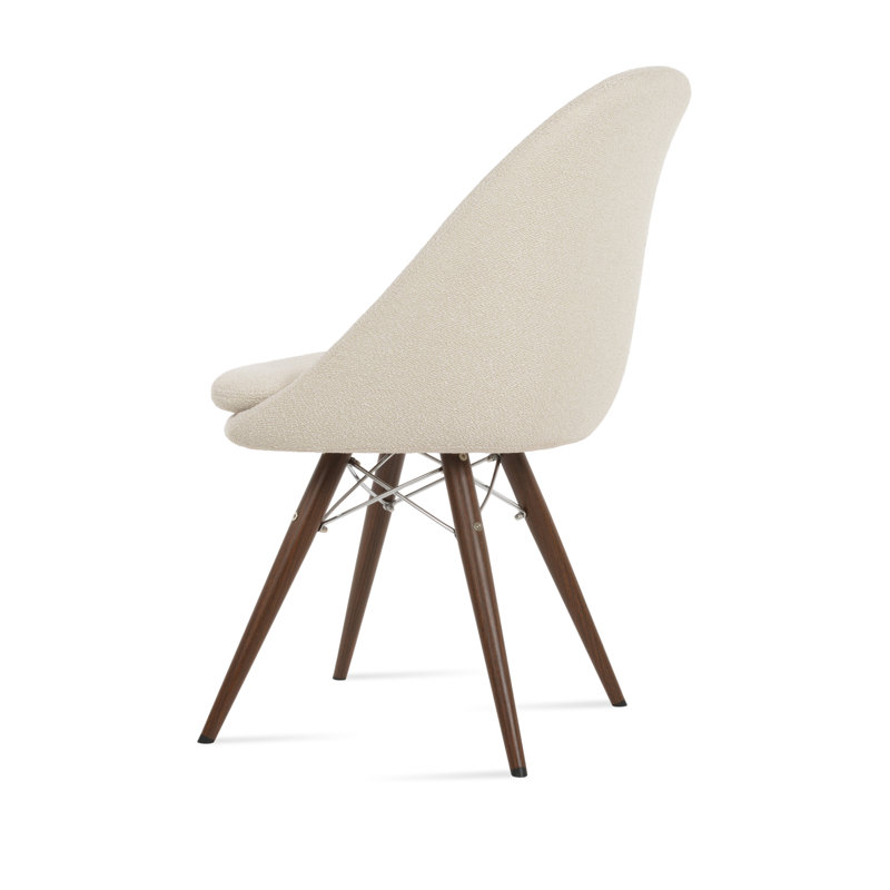 Chaise d'appoint Avanos, Blanc, Noyer
