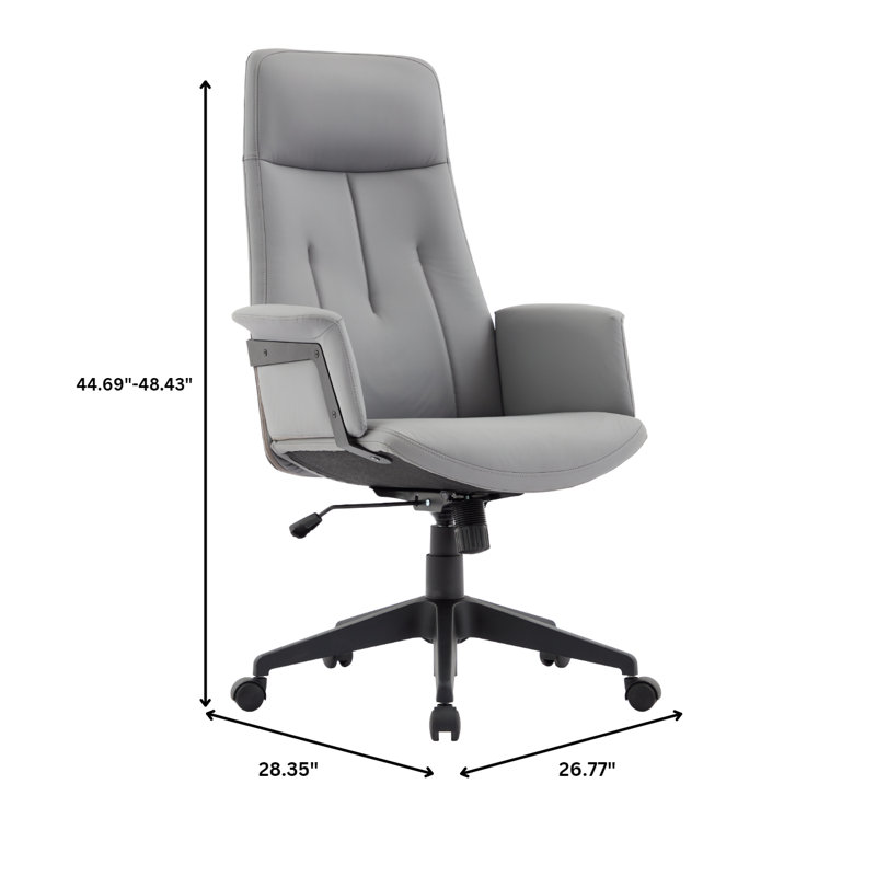 Fauteuil de bureau en cuir Philander, Gris