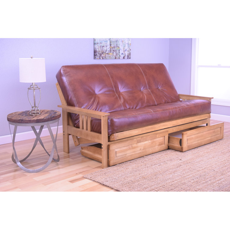 Stratford Full 79" Futon Frame and Mattress with Drawer Set