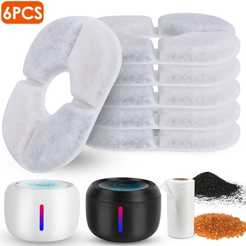 6Pack Système de filtration en coton à remplacement de fontaine d'eau de remplacement pour fontaine d'eau de 2,5 L