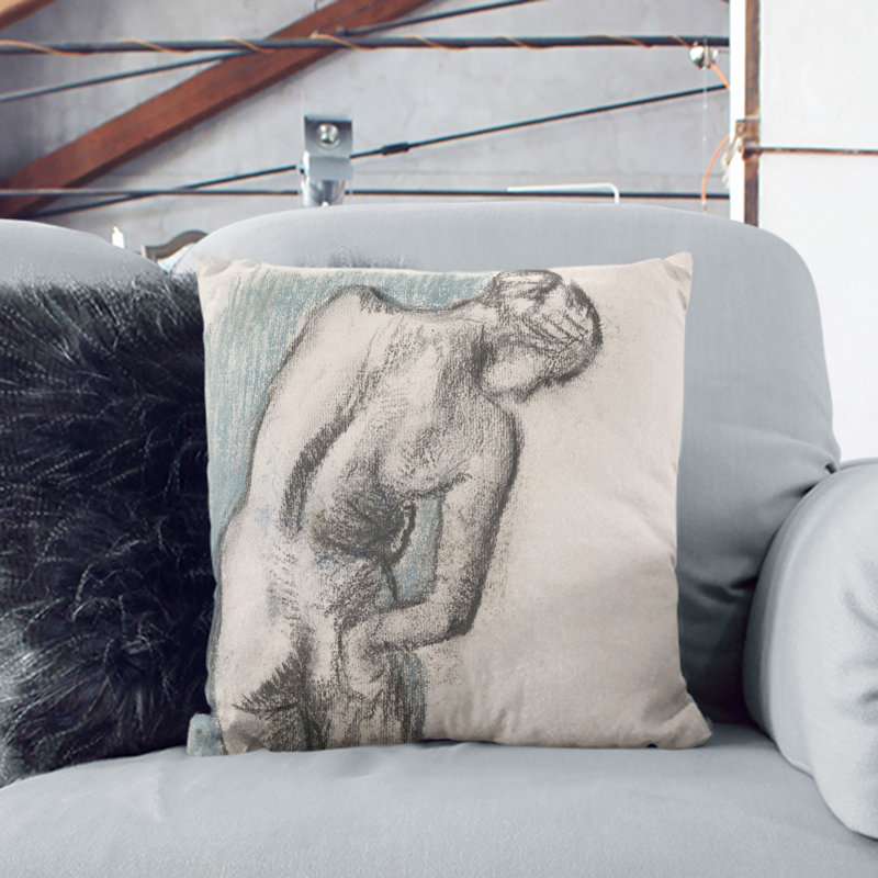 Study Of A Nude Woman Vol.1 Square Throw Cushion, 40cm H x 40cm W x 15cm D, Stone