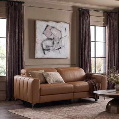 Soott 79.5"W Modern Leather Power Reclining Sofa with USB Port