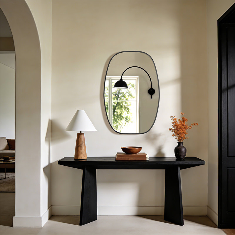 Oval Bathroom Vanity Mirror with Brushed Aluminum Alloy Frame, Decorative Wall Mirror, Horizontal or Vertical Mount for Bathroom, Bedroom, Living Room, Entryway