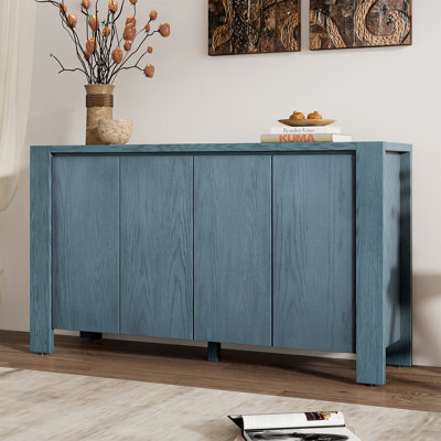Wood Storage Cabinet with 4 Door and Adjustable Shelves