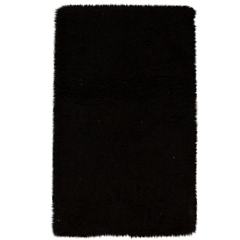 Tapis noir noué à la main de haute qualité, Rectangulaire 3 pi x 5 pi