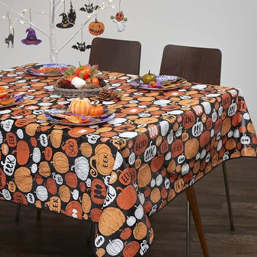 PVC Tablecloth Halloween Design 52x70in - Pumpkin Party, 52cm W x 228cm L