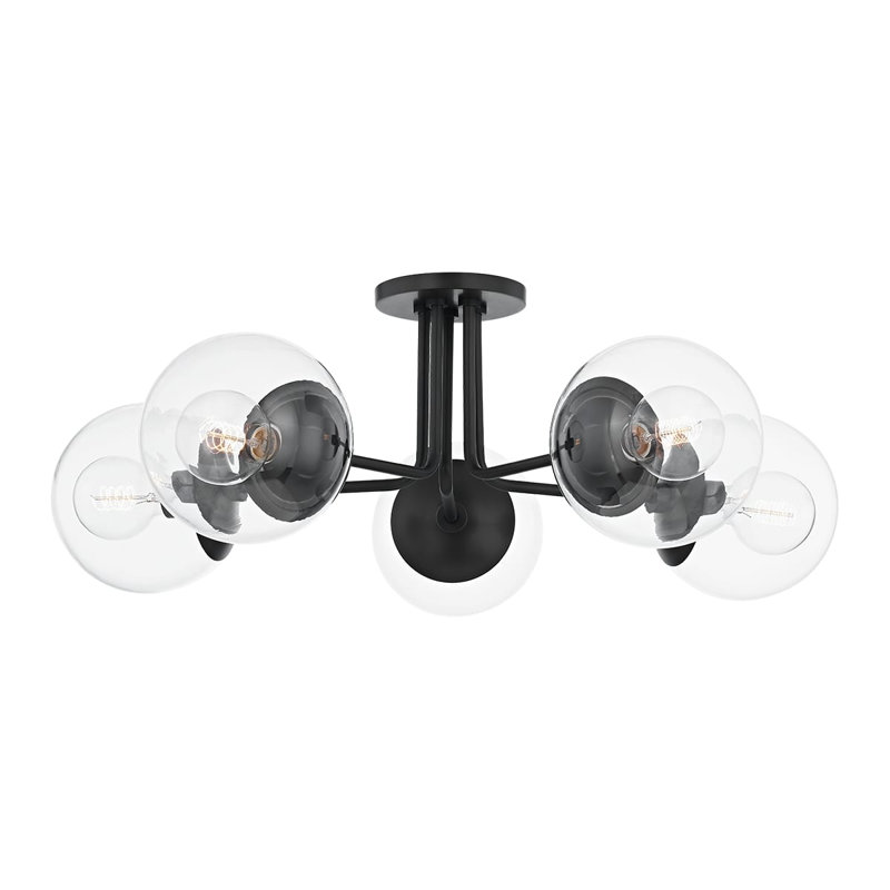 Plafonnier semi-encastré 5 lumières 30 po Meadow, Bronze vieilli