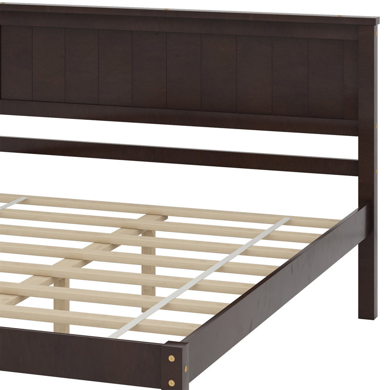 Lit plateforme en bois massif Shauna, Espresso, Double