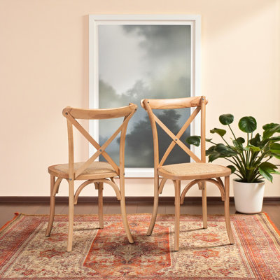 Chaises de salle à manger de style Mid-Century brun naturel Dacota, H 35,5 po x l 18,9 po x P 21,7 po