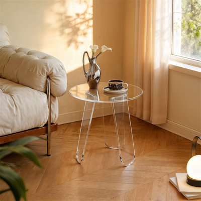 Acrylic Side Table Iridescent Rainbow Paetynn Triangle Legs