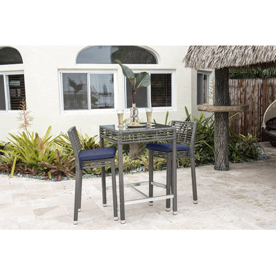 Graphite 2 - Person Wicker Patio Dining Set with Square Table