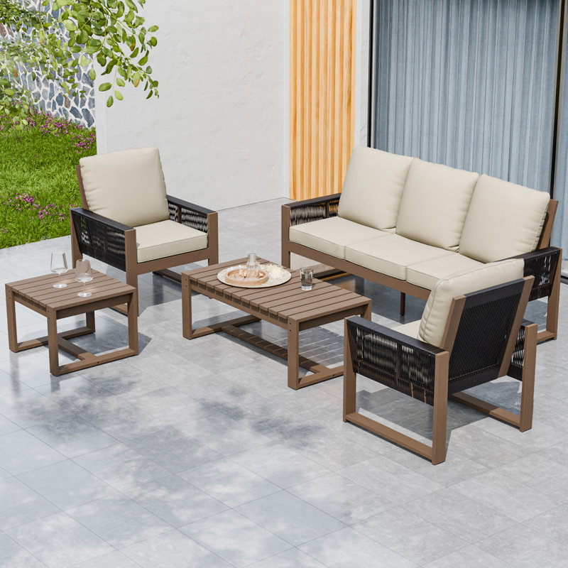 Ensemble de conversation pour 5 personnes, Beige