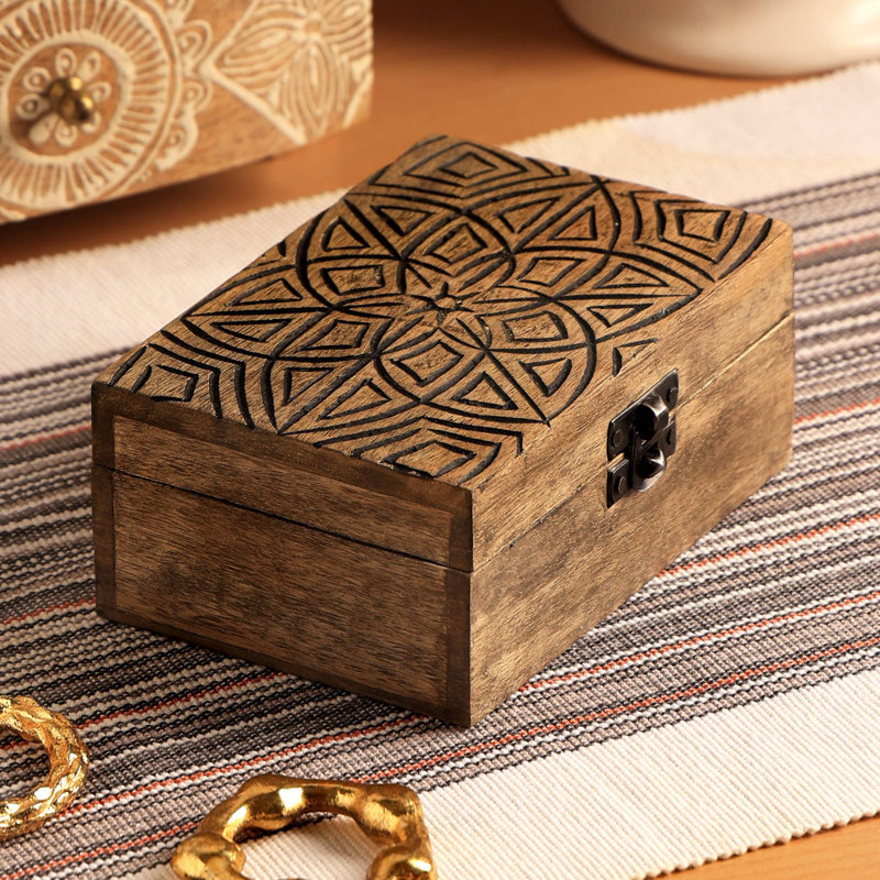 Boîte décorative | Boîte de rangement en bois | 10 x 4,5 x 3 po