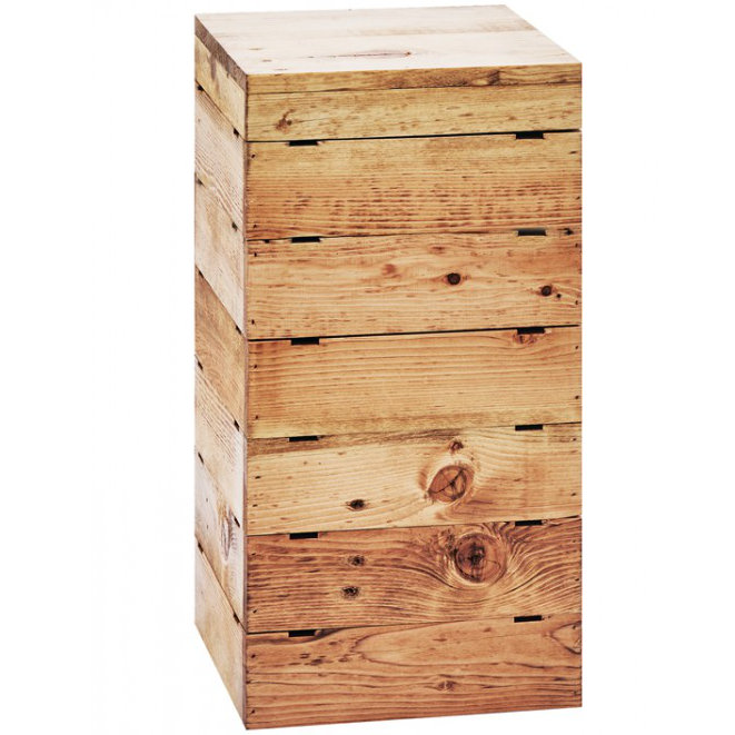 Mid-Century Square Crate Riser - 9" x 9" x 18", Madera