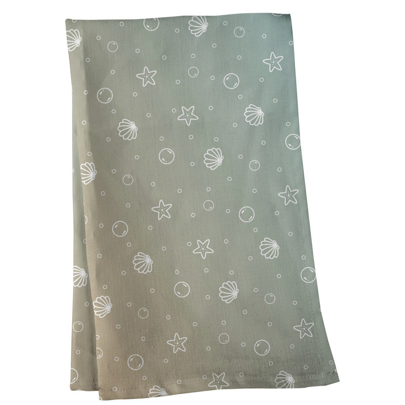 Serviette à thé à motif coquillage, Sergé de coton, Gris