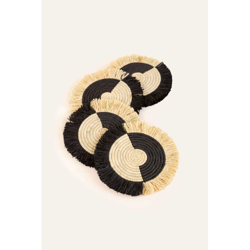 Two Tone Split Fringe Coasters - Set of 4