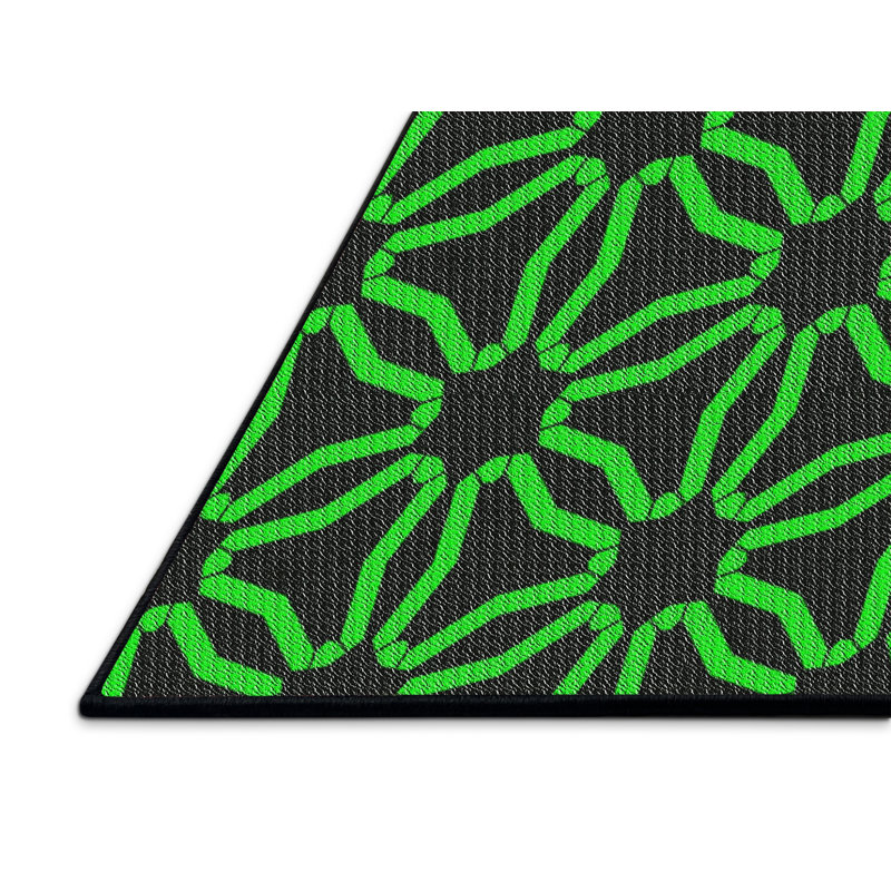 Tapis vert/noir à motifs, Rectangle 3 pi x 5 pi